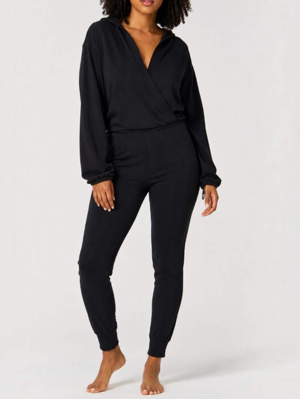 NAMA Enlighten Onesie Jumpsuit Black XS Cozy Fleece Lined Oasis Lounge Travel